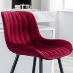 Bar Stools Set of 2 with Velvet Upholstery, Burgundy | Luxury Counter Height Bar Stools with Black Metal Legs 24 Inches Seat Height Barstools with Backs for Kitchen Island