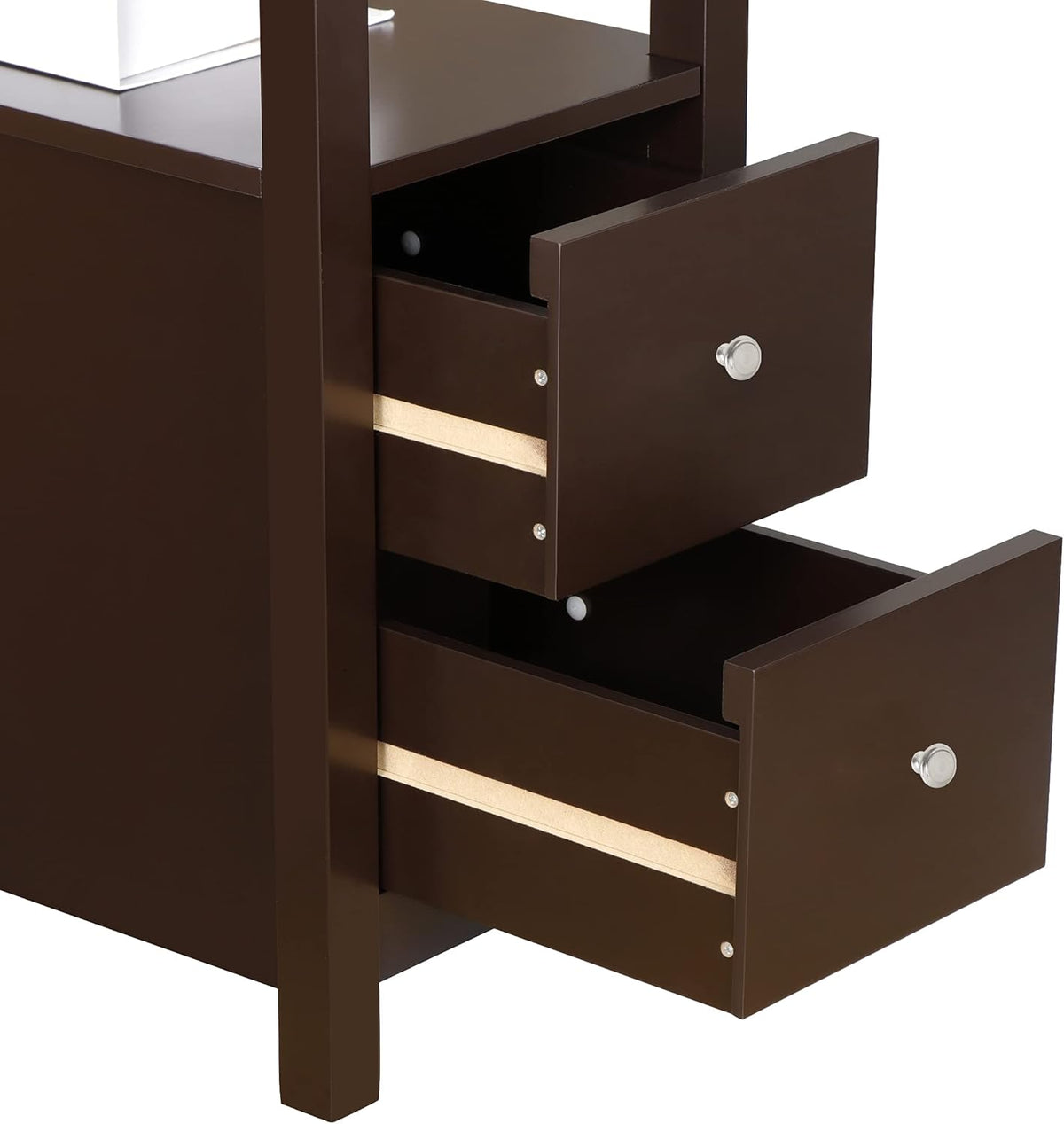 Nouva End Table - Side Table Narrow Nightstand with 2 Drawers and Open Shelf, Bedside Accent Table for Small Space Living Room Bedroom,Espresso