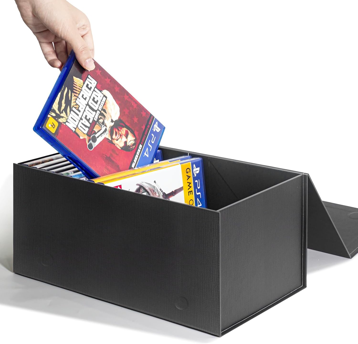 Video Game Storage Boxes, Blu-Ray Storage Boxes, Magnetic Video Game Box Protector Case, Store Up to 20 Cases – 1 Pack