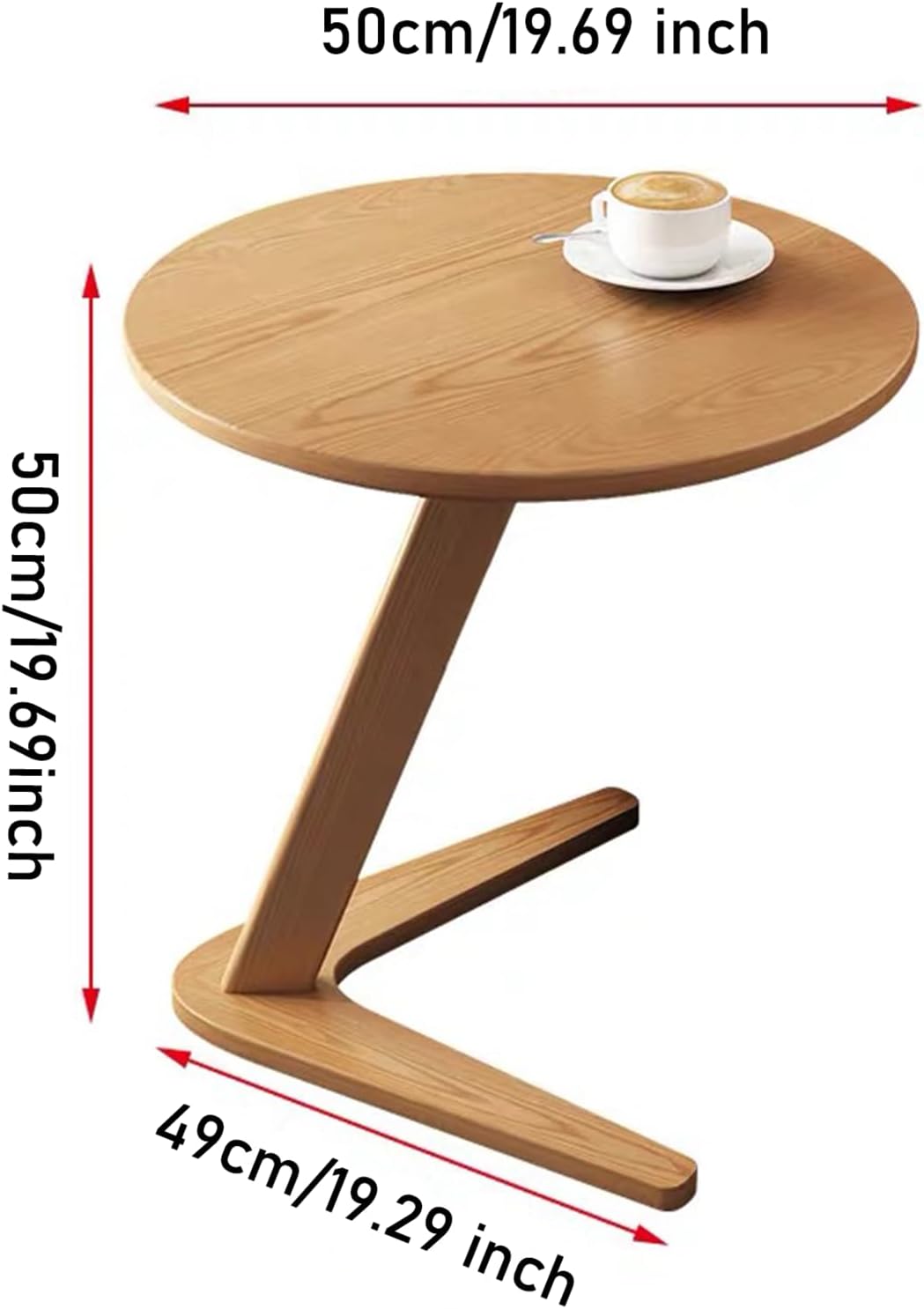 YUNMUARY-C-Shaped Side Table Round Side Tables for Couch Space-Saving Sofa Table Slide Under Couch for TV Dinner Laptop Side Over Solid Wood End Table for Living Room Modern Nightstand (Light Brown)