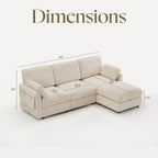 Modular Sectional Couch Chenille Fabric Upholstery Washable Sofa with Side Pocket No Tool Assembly Cloud Seating Comfort Couches for Livingroom Apartment - Beige 3 Seater with Ottoman 94"