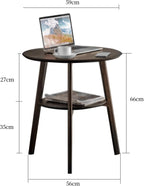 Round Snack Table, 2-Layer Telephone Table with Partition, Nightstand for Library Reading Room Balcony, 59 * 59 * 66CM(Size:59 * 59 * 66CM,Color:A)