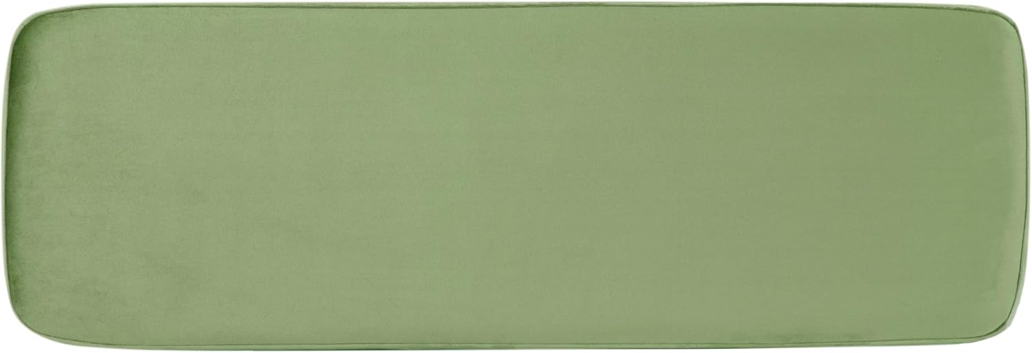 HomePop Upholstered Storage Bench with Metal Leg, 42" W, Green Velvet