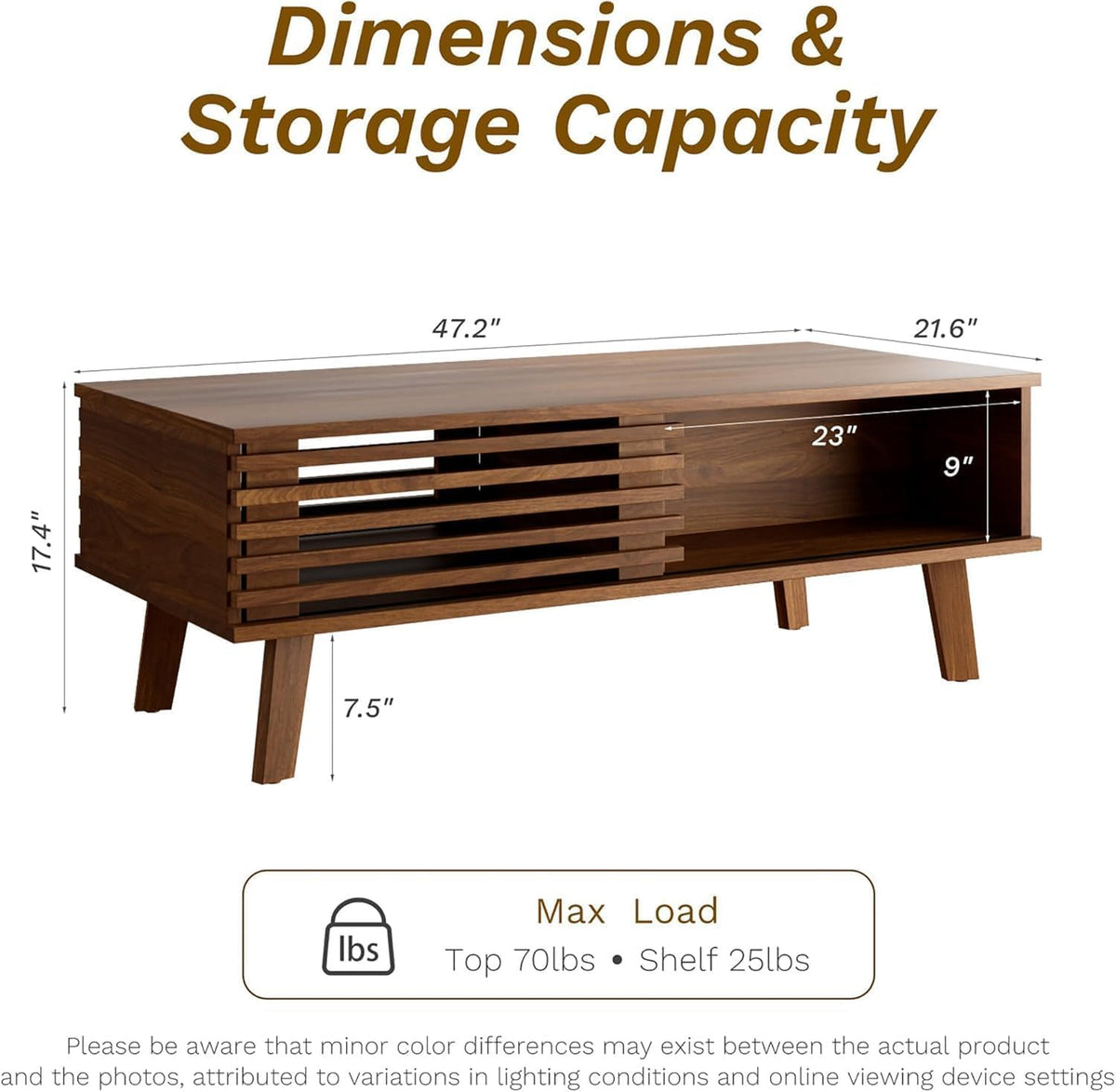 MAISONARIA Living Room Table Sets of 4, Mid Century Coffee Table & TV Stand & End Table Set of 2, Sliding Door Coffee Table and TV Stand with Storage, Modern End Table for Living Room, Walnut