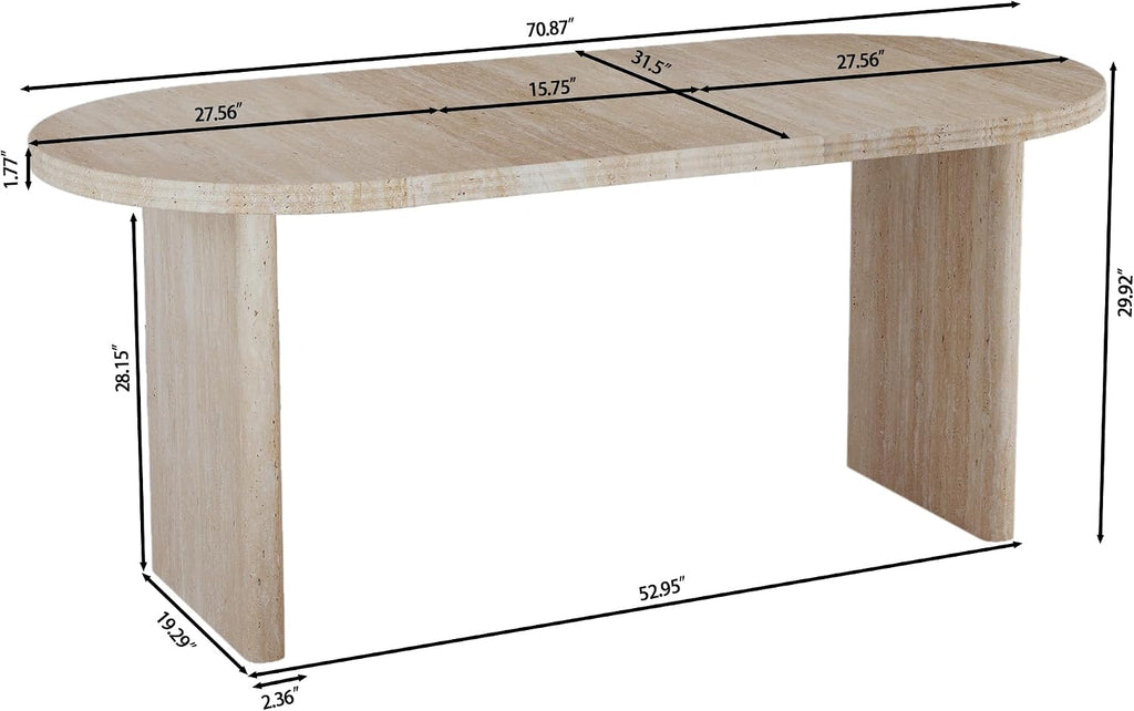 71" Accent White Extendable Dining Table, Mid-Century Modern Wood Oval Space Saving Extending Kitchen Tables for 2-6 People