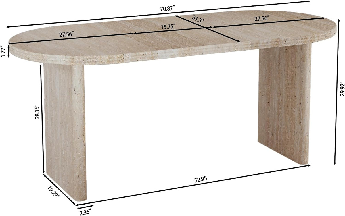 71" Accent White Extendable Dining Table, Mid-Century Modern Wood Oval Space Saving Extending Kitchen Tables for 2-6 People