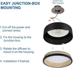 DAKASON LED Flush Mount Ceiling Light Fixture 12.5'' 25W 1500LM, 3000/4000/5000K CCT Selectable, Painted Woodgrain and Black Frame, Dimmable Modern LED Ceiling Light for Kitchen, Hallway, Living Room