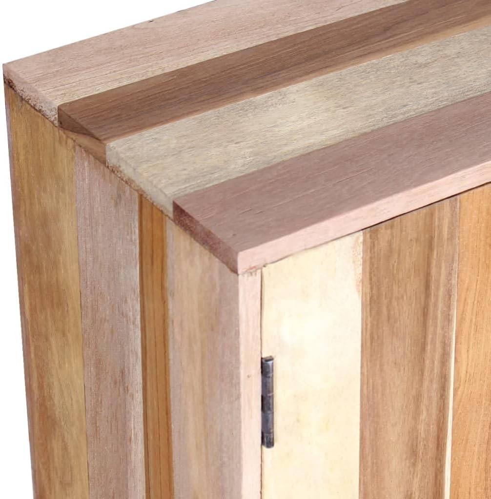 Solid Reclaimed Wood Sideboard, 2-Door Retro Buffet Cabinet, Rustic Accent Storage Credenza for Living Room and Dining Room, 11.8 x 23.6 x 29.9 Inches, Beige