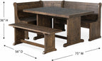 Pemberly Row 4-Pieces Dining Set Wood, Rectangular in Cherry (36" H x 75" W x 56" D) for Kitchen, Dining Room with Table, Reversable Seating, and Storage Space