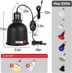 Oiibo Reptile Light Fixture with Dimming Thermostat, 5.5 Inch Deep Dome Lamp Fixture, PID Temperature Controller for Reptile Heat Lamp Bulb, Max 100W