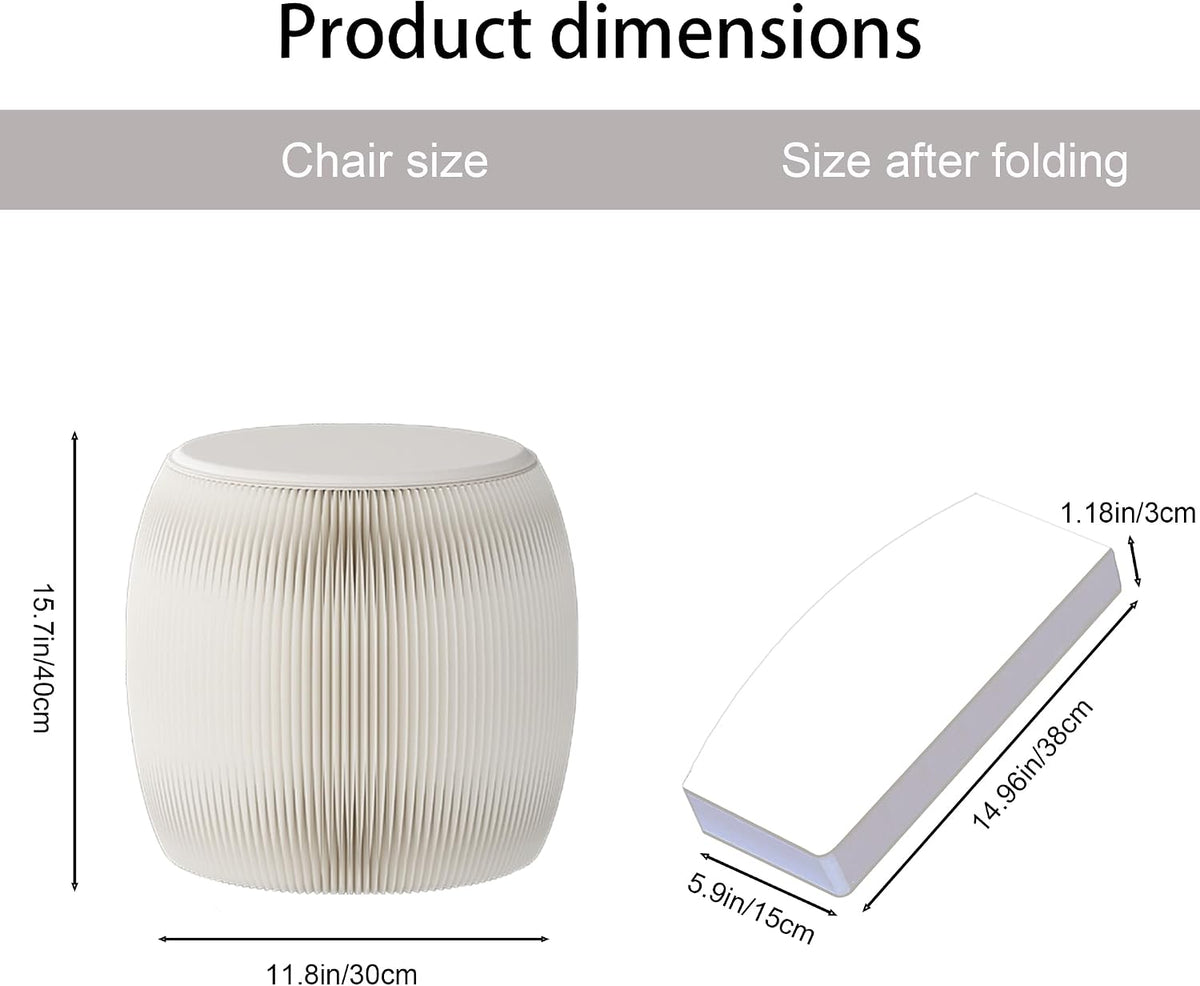 Folding Stool, 660lb Load Capacity Foldable Paper Stool - 15.7 Inch Modern Minimalist Stool for Living Room, Eco-Friendly Kraft Paper Honeycomb Design, Folds Flat to 1.2 Inch (white B, 15.7in)