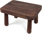 Chestnut Solid Wood Small Step Stool, Dark Brown, 11.8 x 8 x 7 in, Footrest Bench for Adults