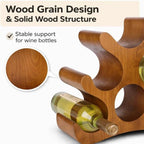 Wooden Wine Rack – Countertop & Freestanding Display – Holds 6 Bottles, Wall-Mountable, Elegant Curved Wine Storage (Brown)