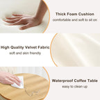Round Ottoman with Storage Set of 2, White Vanity Stool, Upholstered Velvet Storage Ottomans, Makeup Chair Seat for Bedroom, Small Pouf Footstool for Living Room