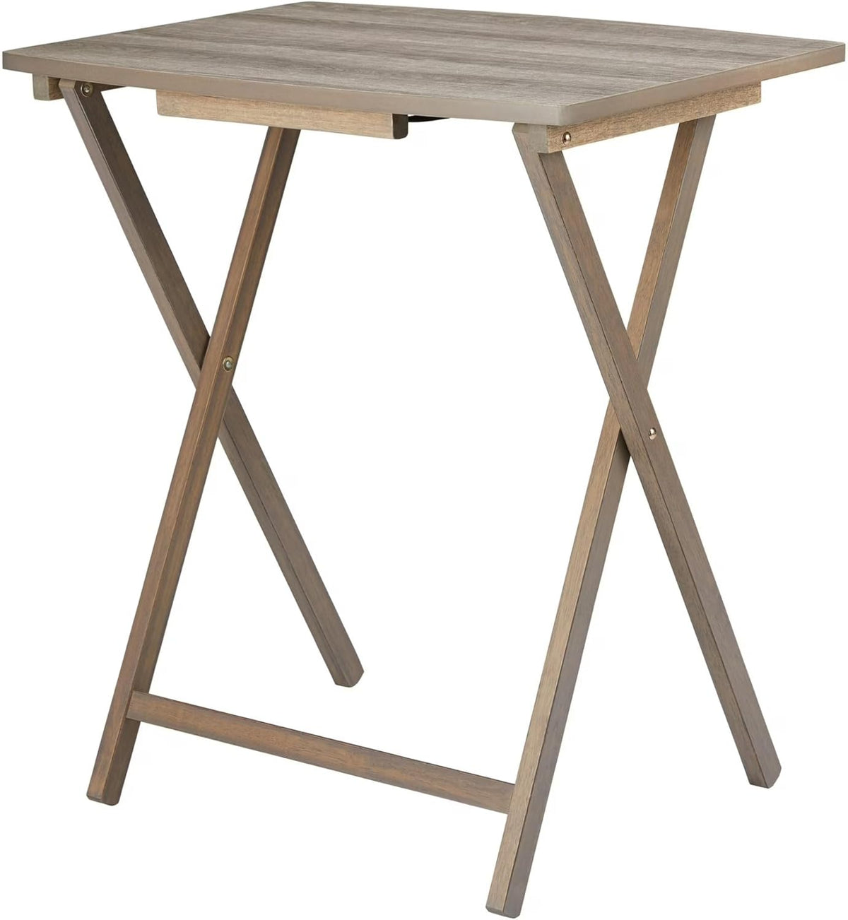 Modern Indoor XL Oversized Folding Tray Table – Rustic Gray Portable Laptop Snack TV Dinner Stand for Living Room, Bedroom, Home Office, Dorm & Reading Nook, 23.5 x 18 x 26 Inches