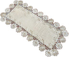 European Style Linen Runner Table with Lace Trim for Home Tables, Rectangular Shape, Suitable for Dining Room and Decoration (40 x 80 cm)