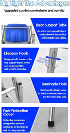 Stainless Steel Lifeguard Chair for Pool Lake and Beach Portable Outdoor Barstool with Comfortable Seat 150cm Tall Silver Ideal for Deck and Patio