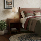 Starlight Canyon Home Brown Wooden Nightstand with Drawer - 1 Drawer Side Table for Bedroom with Lower Shelf Storage for Living Room or Bedside Use