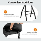 2 PCS Folding Stool Tall Foldable Stool with Cushioned Padded & Back 38.5 inch Folding Bar Stools Metal Portable Chair Stools for Outdoor Indoor Kitchen Shop Cafe Camping (Black)