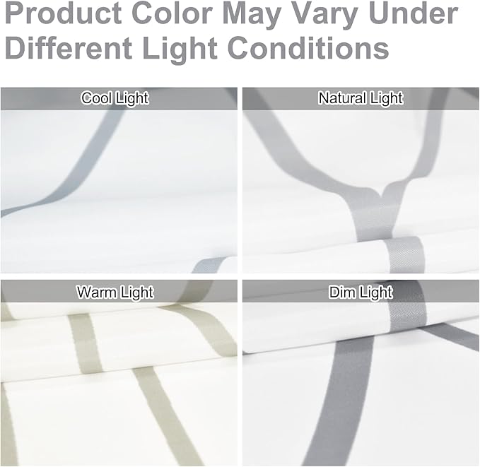 Punkray Grey and White Striped Polyester Shower Curtain for Bathroom with Hooks, Curtains 72 Inches Long, Weighted Hem, Waterproof Bath Accessories Hotel Style - Machine Washable