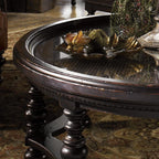 Coffee Table Solid Wood Round Coffee Table Black Retro Coffee Table Home Sofa Side Table Glass Double Layer Low Table Mesa para Centro De Sala