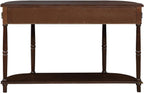 LUMISOL Retro Curved Sofa Table Behind Couch, Solid Wood Entryway Table with 2 Drawers and Open Shelf, 2 Tier Half Moon Console Table for Entrance Living Room, Espresso