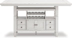 Signature Design By Ashley Robbinsdale 72-Inch Counter Height Dining Table with Kitchen Island Storage, Rubberwood Solids, Ash Veneer and MDF Substrates, Antique White