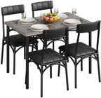 CABIHOME Dining Table Set for 4, Kitchen Table Set for 4, Dining Room Table Set with Upholstered Chairs, Rectangle Kitchen Table Set for Small Space, Apartment, Studio, Gray