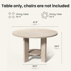 ModernMate 47 Inches Round Dining Table for 4-6 People, Wood Circle Kitchen Table with Under-Table Storage Shelf, Modern Dinner Table for Dining Room, Kitchen, Living Room, White Oak Gray