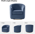 HULALA HOME Swivel Accent Chair with Gold Metal Base, Set of 2 Contemporary Velvet Curved Swivel Barrel Chair, Upholstered Club Armchair, Leisure Single Sofa for Living Room, Bedroom(Slate-Blue)