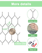 Garden Poultry Chicken Wire Netting - 24 '' × 25 ' Garden Fence Animal Barrier, Chicken Wire for Crafts, 1 inch Mesh Poultry Netting Fence, Pet/Rabbit/Chicken Wire Fencing