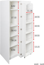 63'' Particle Board and Free Standing Pantry Cabinet, Kitchen Storage Cabinet with Doors Tall Kitchen Pantry Cabinet for Dining Room and Living Room Organization (White)