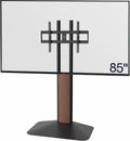 VIVO Dual-Column TV Floor Stand for 32” to 85” Screens with Heavy Duty Base, Tilting Mount with 5 Set Height Adjustments, Black and Dark Walnut, STAND-TV85JS