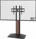 VIVO Dual-Column TV Floor Stand for 32” to 85” Screens with Heavy Duty Base, Tilting Mount with 5 Set Height Adjustments, Black and Dark Walnut, STAND-TV85JS