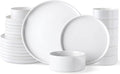 GBHOME Ceramic Dinnerware Sets for 8, Stoneware Plates and Bowls Sets, Chip and Scratch Resistant Dishes, Dishwasher & Microwave& Oven Safe Dishes sets, Reactive Glaze-White