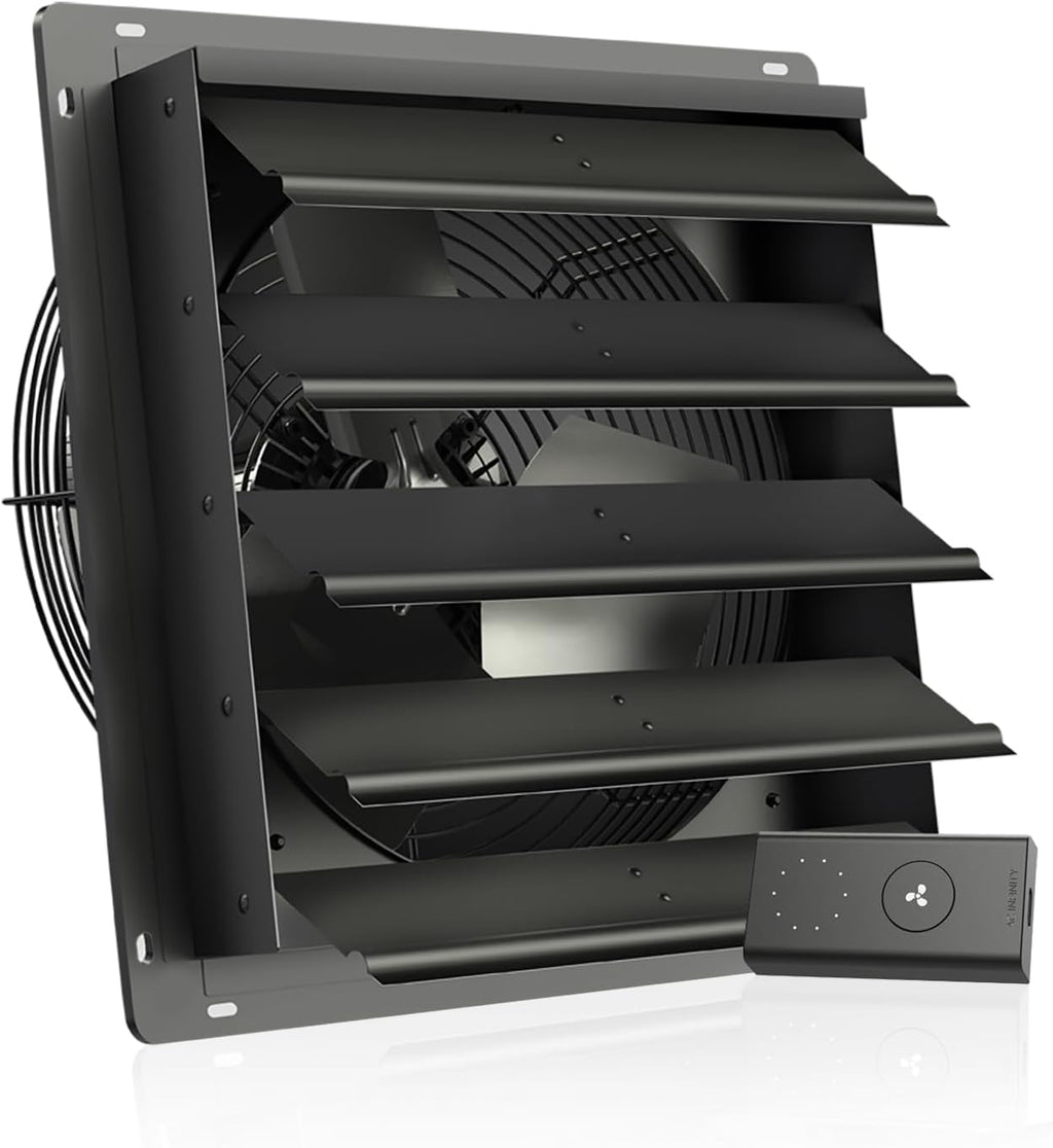 AC Infinity AIRLIFT S16, Shutter Exhaust Fan 16” with 10-Speed Controller, EC Motor - Wall Mount Ventilation and Cooling for Sheds, Attics, Workshops, and Greenhouses