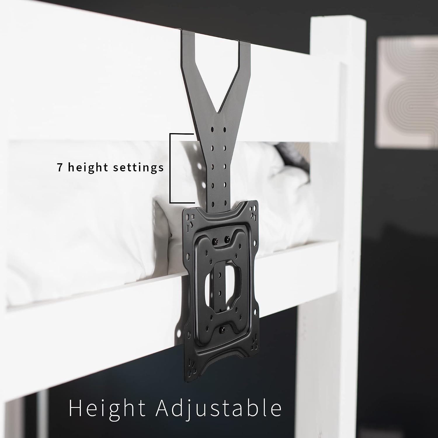 VIVO TV Hanger Bracket for 24 to 55 inch Flat and Curved Screens, Light Weight Steel Design, Height Adjustable Cross Bar, Loft Bed, Thin Door TV Mount, Max VESA 400x400, Black, MOUNT-TV01LB