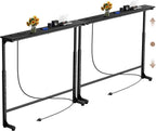 Keelian 70 inch Behind Couch Table with Outlets Adjustable Sofa Table Black | Adjustable Height(25"-37"),Skinny Couch Shelf with Charging Station,Long Entryway Tables for Living Room