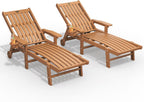Outdoor Chaise Lounge Chair Set of 2,HDPE lounge chair outdoor with Wheels | Oversized pool lounge chairs with cup holder, 5 adjustable position for patio,outside,pool,deck