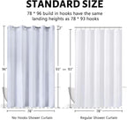 No Hook Extra Long Shower Curtain 96 Length,Wahable Fabric Bathroom Curtains with 10 Plastic Built-in Grommets,Hotel Quality Waterproof,White,78x96 Inch
