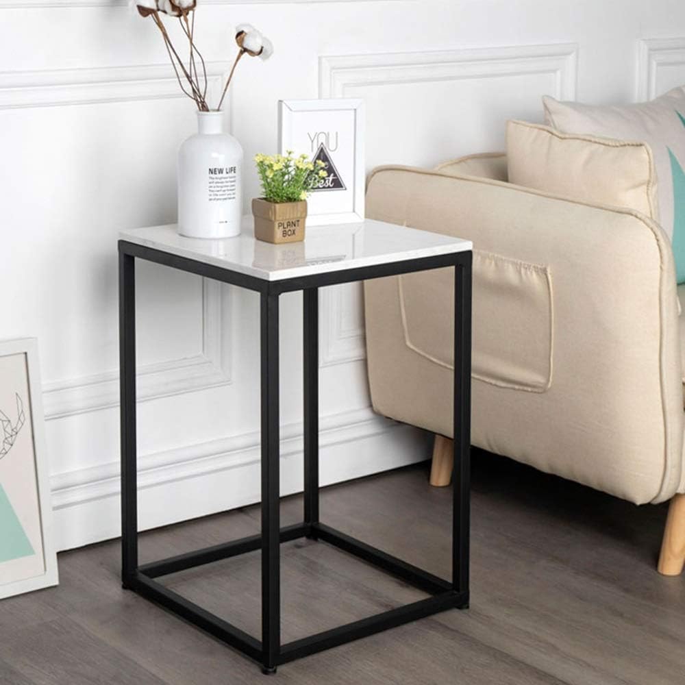 Telephone Table, Marble Side Table Nordic Living Room Square Sofa Corner Table Telephone Table Bedroom Bedside Table Balcony Coffee Table,Black