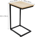 Cabilock C Shaped End Table, Side Table for Couch with Storage, Space-Saving Couch Desk for Living Room, Bedroom, Home Office, Small Spaces, Brown, Carbon Steel and Wood