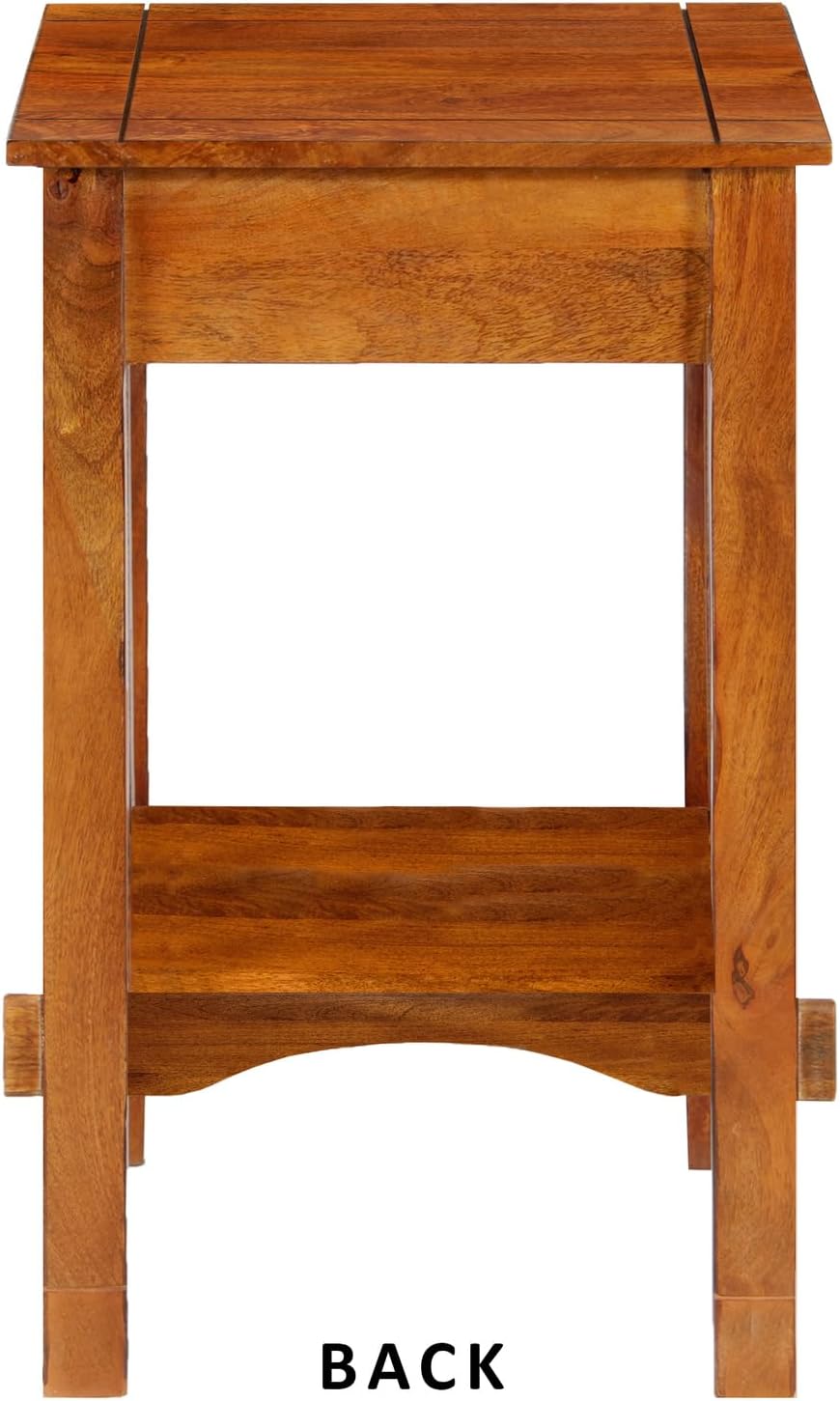 HomeStock Earthy Elements Spacious Mango Wood Telephone Stand with Slatted Side Panels, Brown