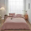 Face Two Face Bedding Duvet Cover Set 3 Pieces 100% Washed Cotton Duvet Cover Linen Like Textured Breathable Durable Soft Comfy (California King, Old Pink)