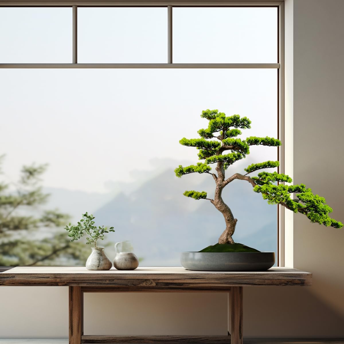 3ft（43in） Artificial Bonsai Tree Juniper Faux Plants Indoor Big Fake Plants Decor with Ceramic Pots for Home Table Office Desk Bathroom Shelf Bedroom Living Room Farmhouse Decorations
