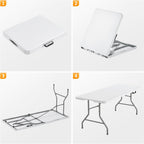 Fenbeli Upgraded 18% Thickened Folding Table 6ft Made of HDPE Plastic | Heavy Duty (25lb), Stable Thicker Legs, Dining Indoor Outdoor for Camping, Picnic and Party (Pearl White, 6FT)