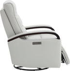 CHITA Genuine Leather Power Swivel Glider Rocker Recliner, Creamy Grey