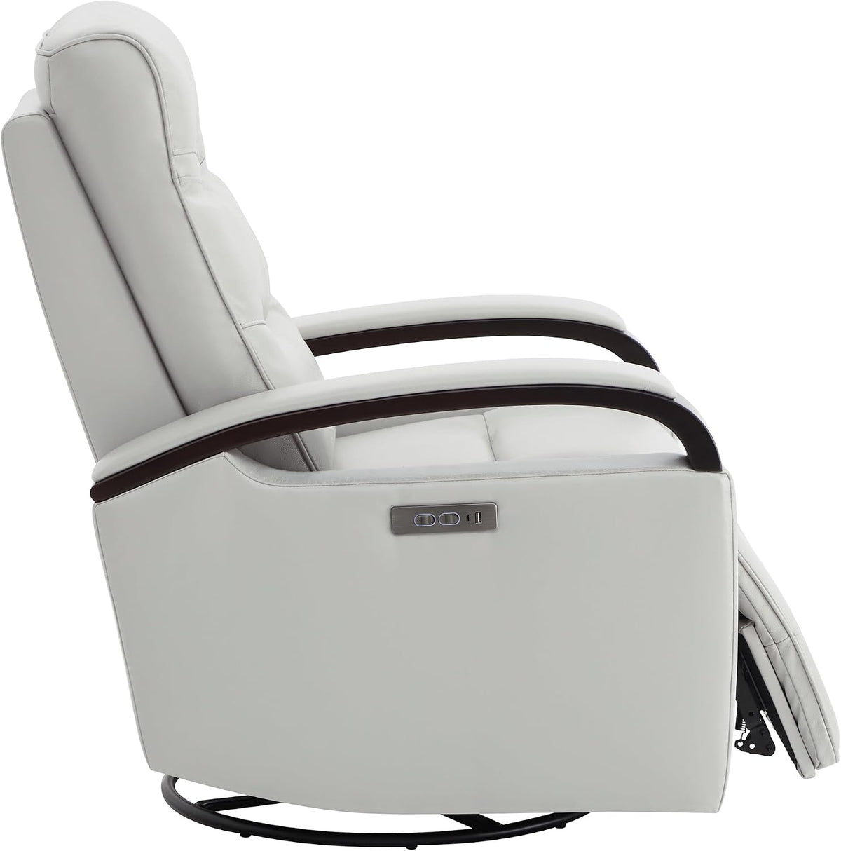 CHITA Genuine Leather Power Swivel Glider Rocker Recliner, Creamy Grey