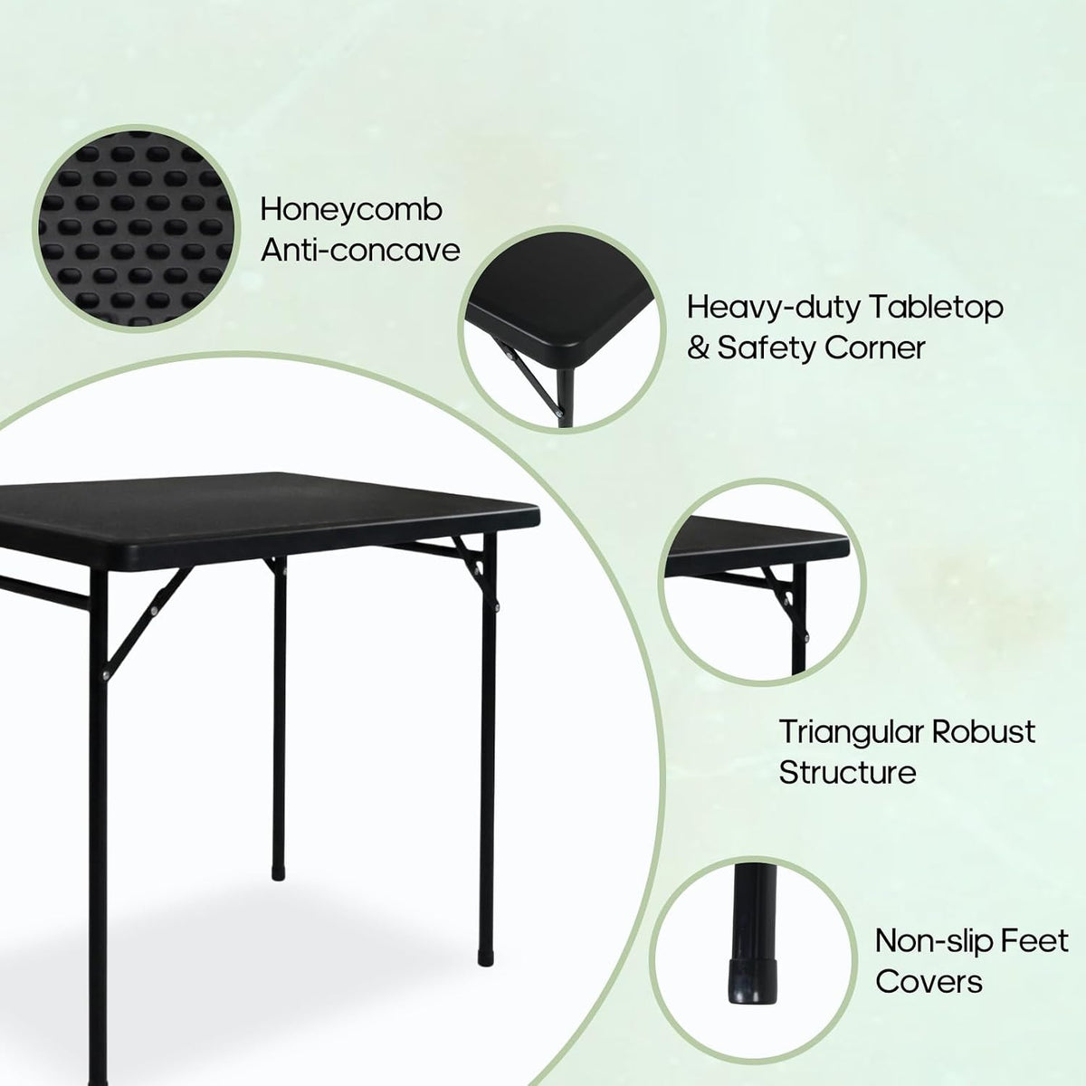 3ft Rectangular Folding Table for All-Occasion, Foldable Table with HDPE Tabletop and Steel Legs, Durable and Stable Small Folding Table, Perfect for Camping, Picnic, Party, Indoor & Outdoor, Black