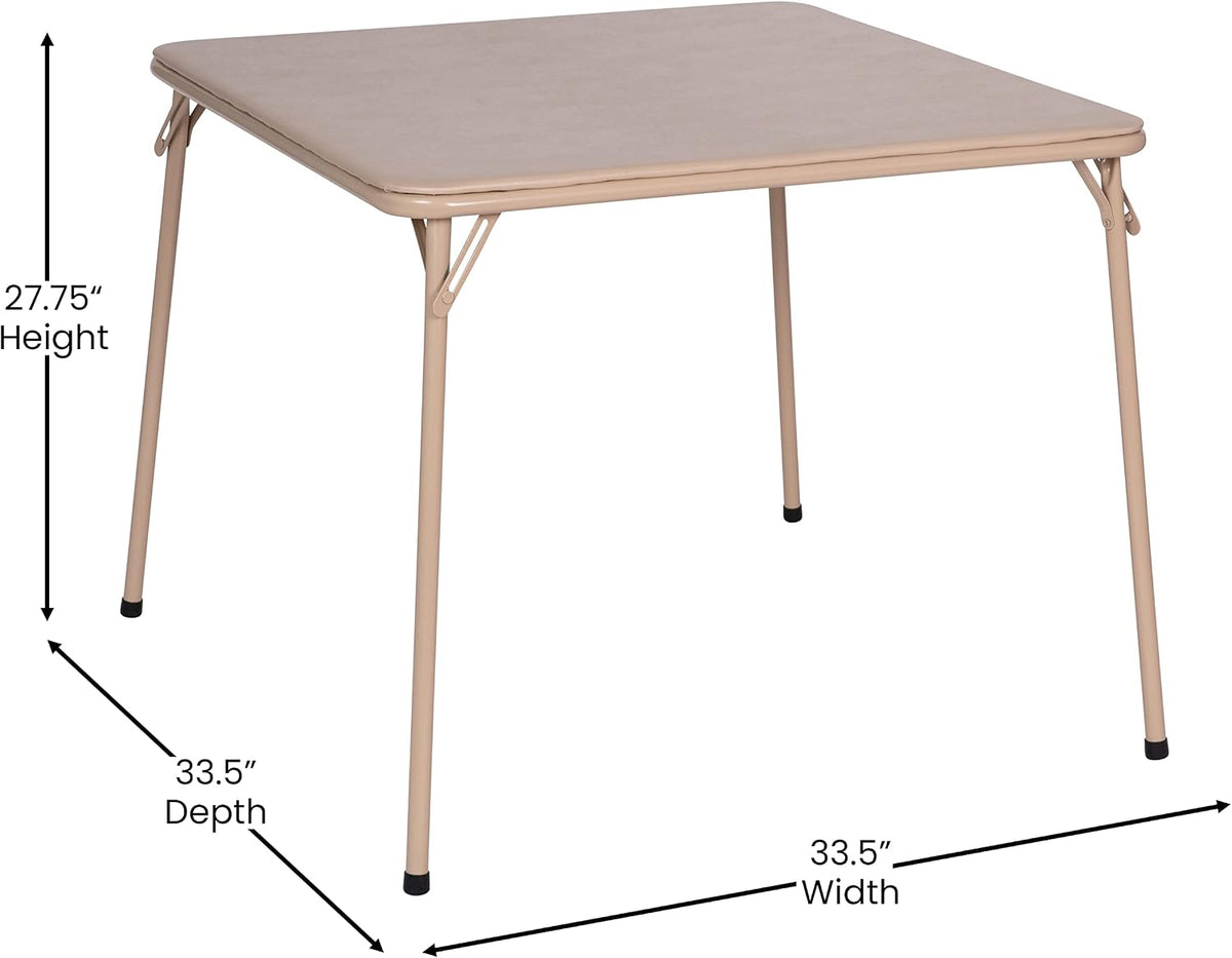EMMA + OLIVER Tan Square Folding Card Table and Chairs Set for 4 Players | Lightweight, Easy Storage, Padded Top